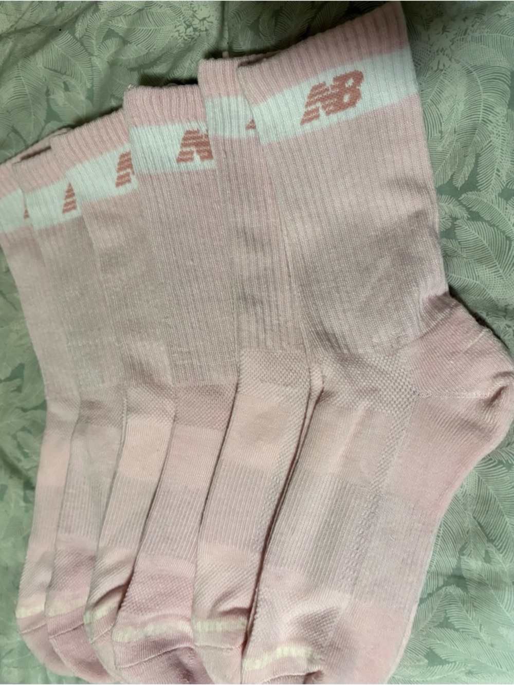 New Balance Light Pink Crew Socks with White Band - 6 Pack